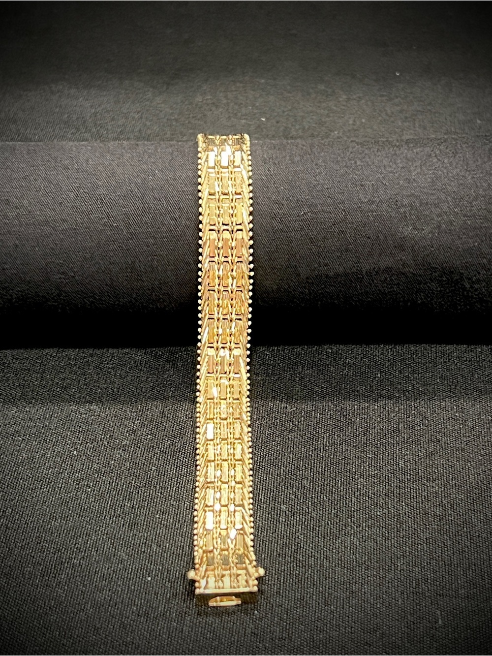 14K Imperial Gold Vintage 8in 13mm wide 26g Mirror-Bar Link bracelet Women/Men - Picture 13 of 13